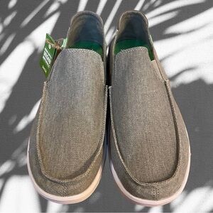 Sanuk Hi Five Slip-On Shoes Mens 7 Gray Canvas Comfort Casual Beach NEW